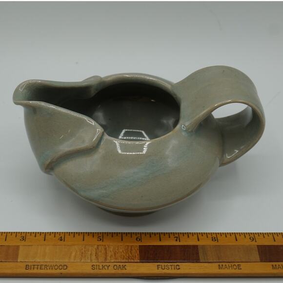 Handmade Ceramic Pottery Creamer Pitcher Jug Blue Gray - Picture 2 of 7